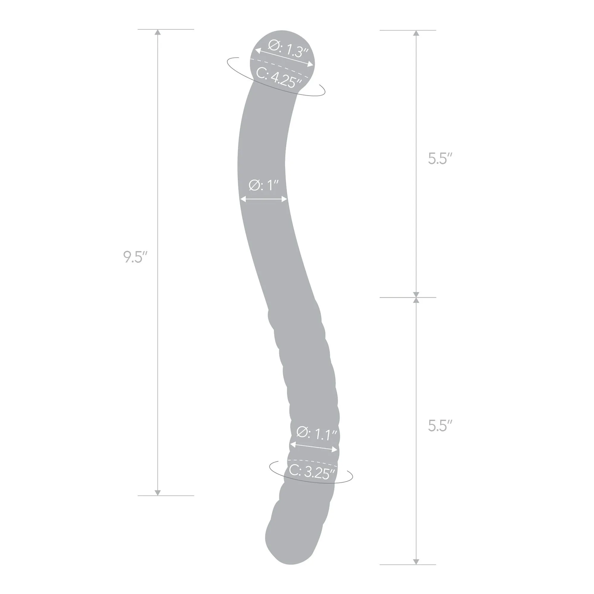 11" Pelvic Wand Curved Double Ended Dildo