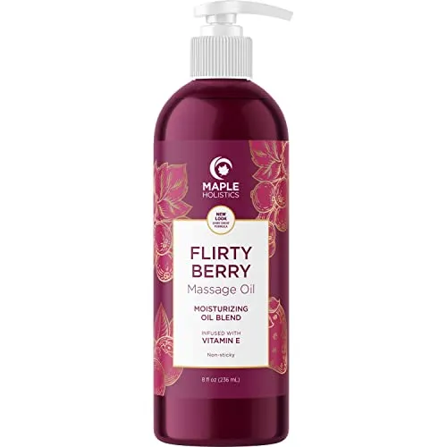 2 Massage Oils for Massage Therapy - Maple Holistics Massage Oil Kit with Aromatherapy Lavender Massage Oil Plus Flirty Berry Massage Oil for Sensual Aromatherapy Made with Pure Essential Oils