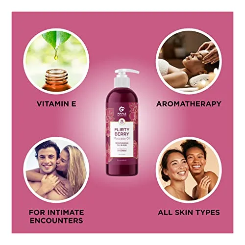 2 Massage Oils for Massage Therapy - Maple Holistics Massage Oil Kit with Aromatherapy Lavender Massage Oil Plus Flirty Berry Massage Oil for Sensual Aromatherapy Made with Pure Essential Oils