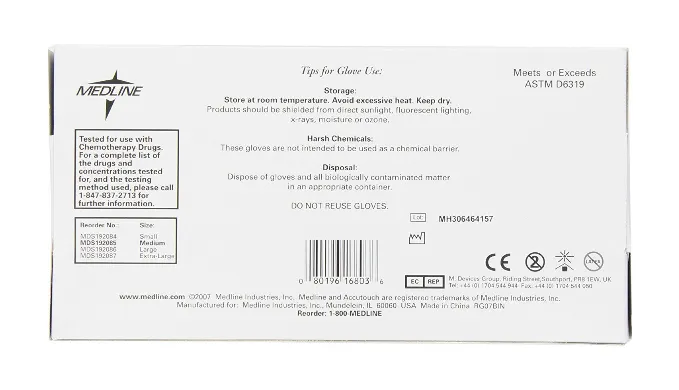2 Pack: Medline Accutouch Powder-Free Latex-Free Nitrile Exam Gloves, Blue, 100 count - Size Medium Or Large - Ships Same Next Day!