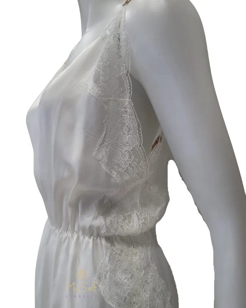 3644 Waisted Lace Ivory Chemise