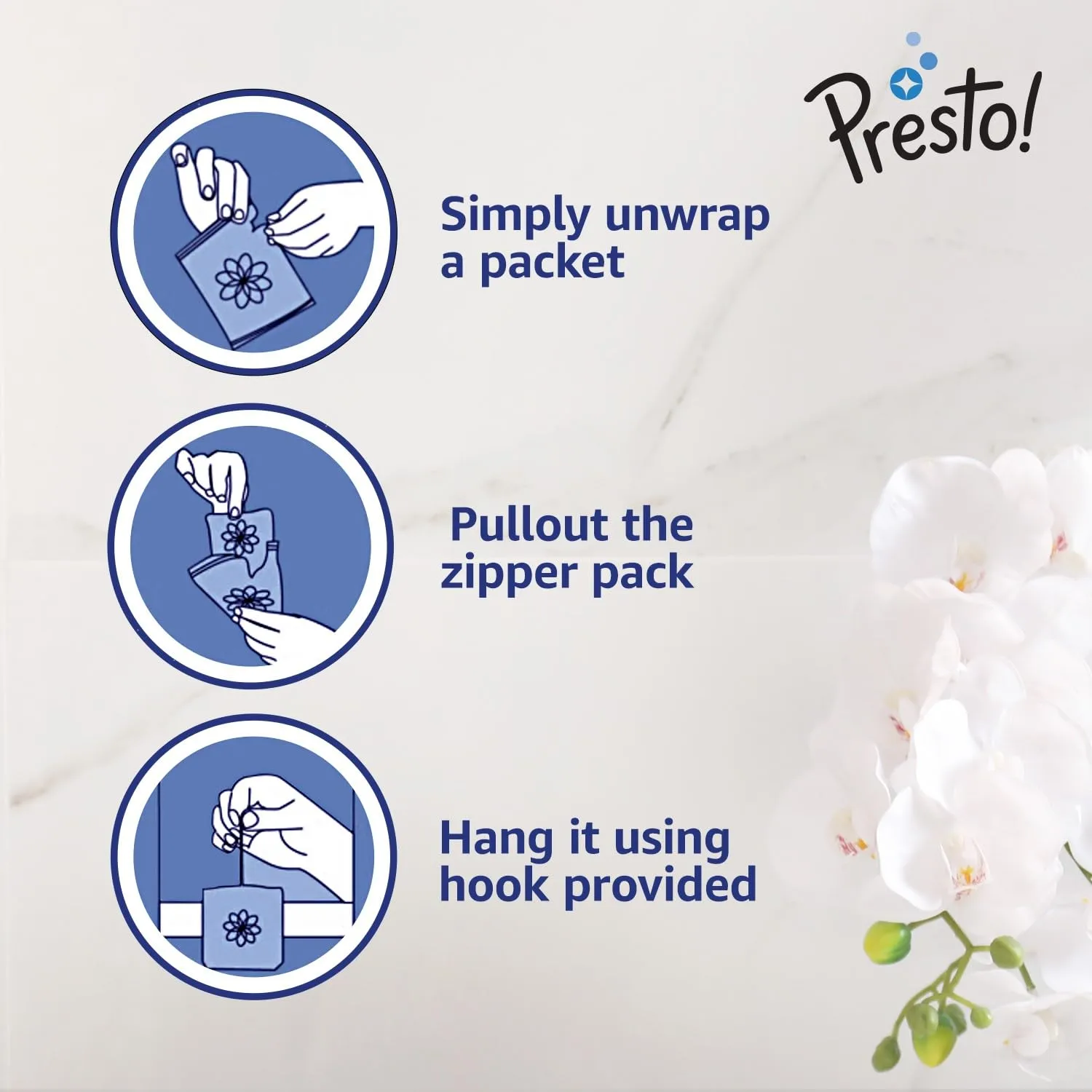 Amazon Brand - Presto! Pocket Air Freshener, Refreshing Fragrance that Lasts Up to 30 Days (5 Assorted Fragrances x 2 Packs, 100 Gms)
