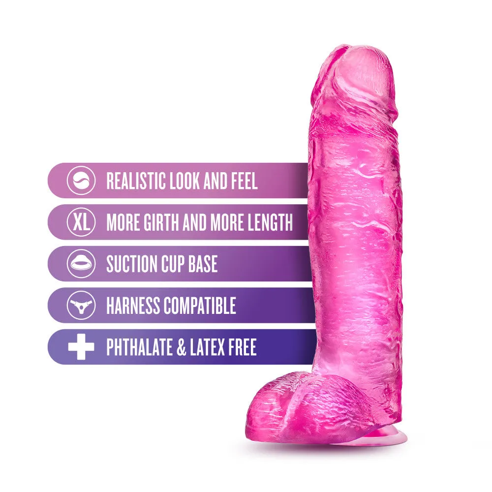 B Yours Plus By Blush® | Big N’ Bulky Pink 10.5-Inch Long Dildo With Balls & Suction Cup Base