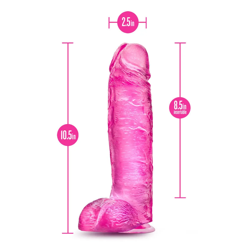 B Yours Plus By Blush® | Big N’ Bulky Pink 10.5-Inch Long Dildo With Balls & Suction Cup Base