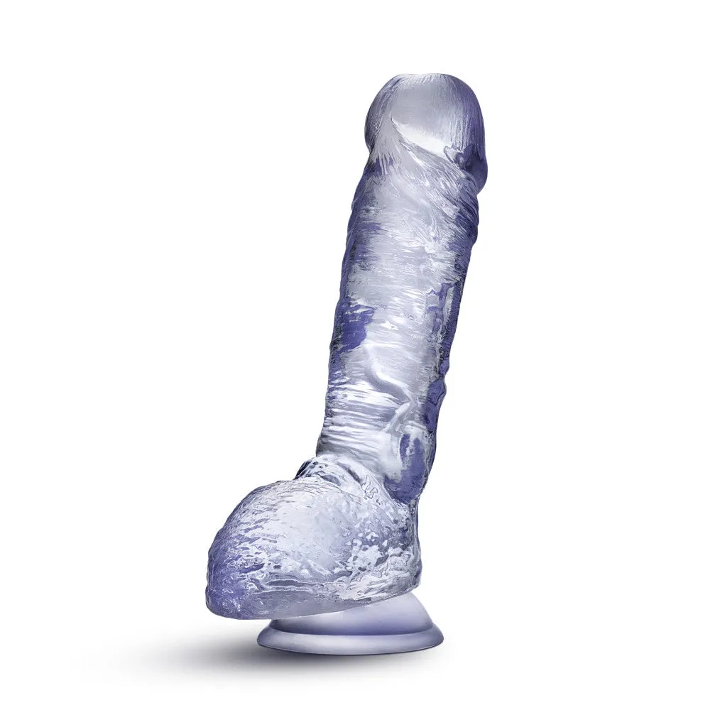 B Yours Plus By Blush® | Hearty n’ Hefty Clear 9-Inch Long Dildo With Balls & Suction Cup Base