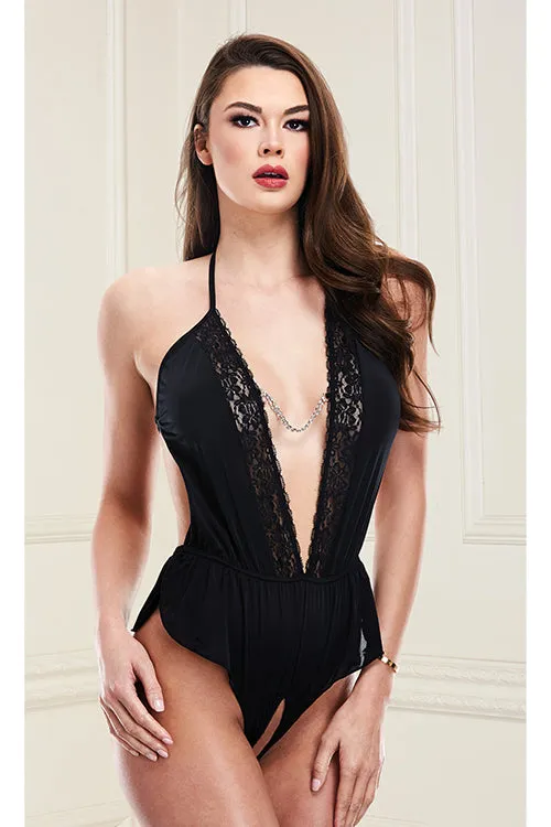 Baci Black Sexy Satin Teddy