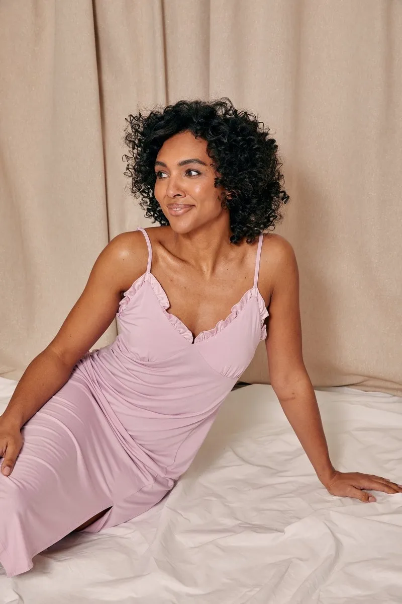 Bamboo Frill Chemise in Blush