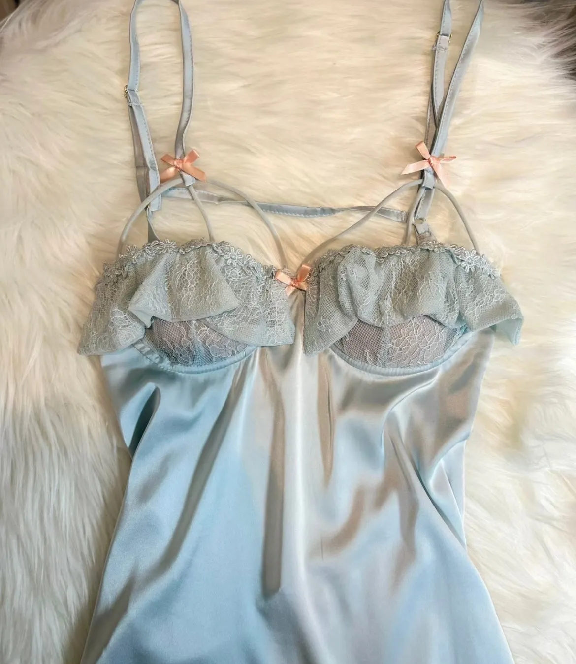 Blue Cream Soft  Lingerie Dress