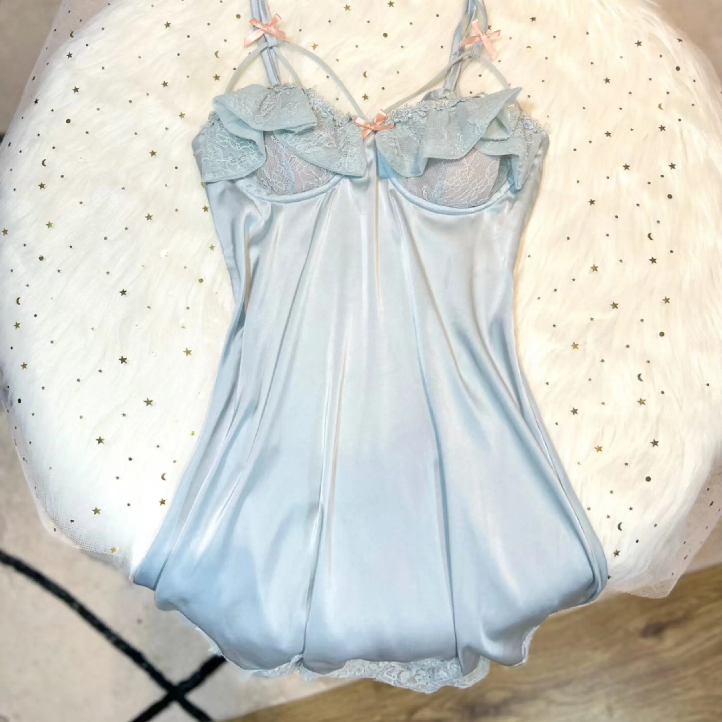 Blue Cream Soft  Lingerie Dress
