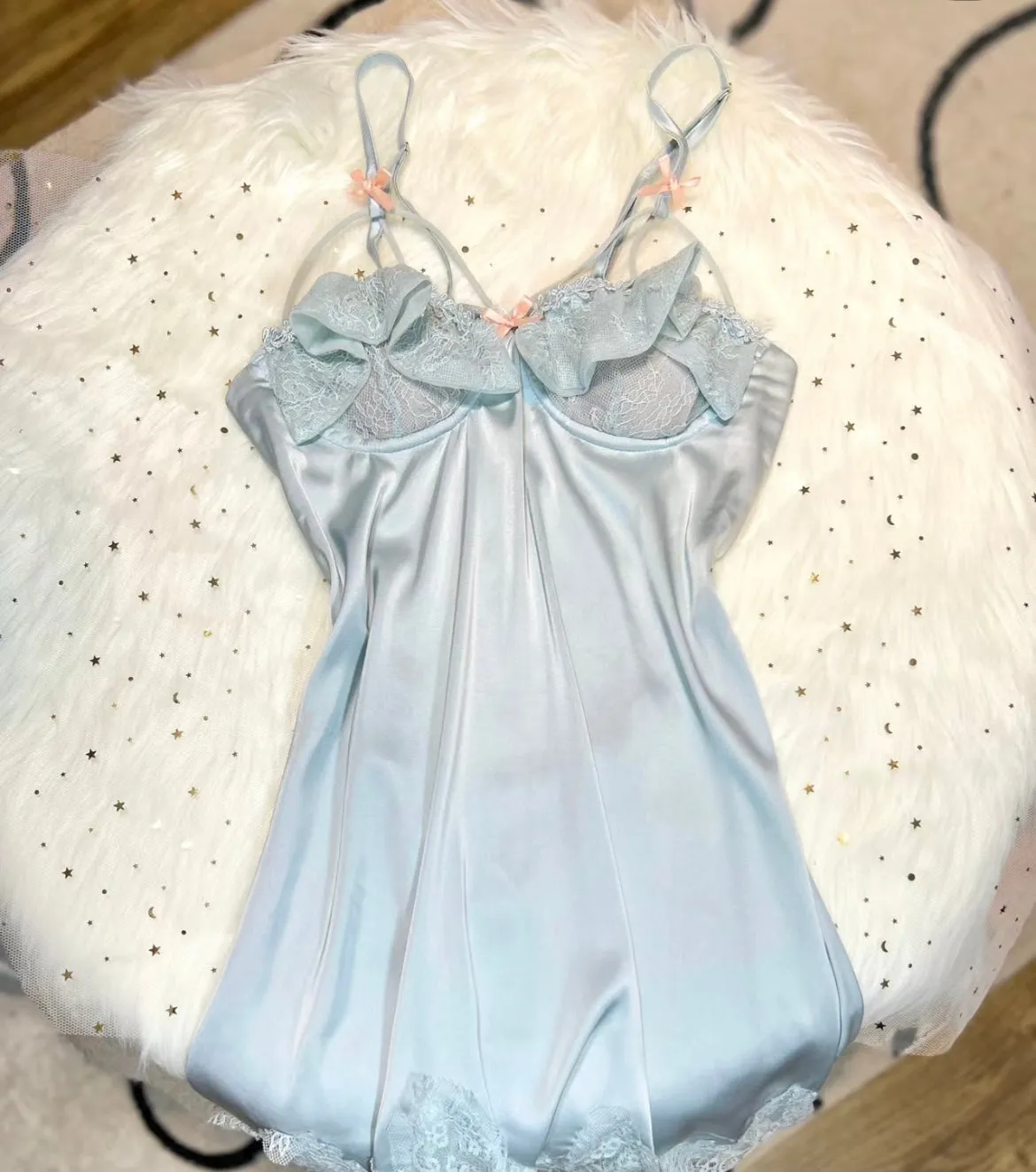 Blue Cream Soft  Lingerie Dress