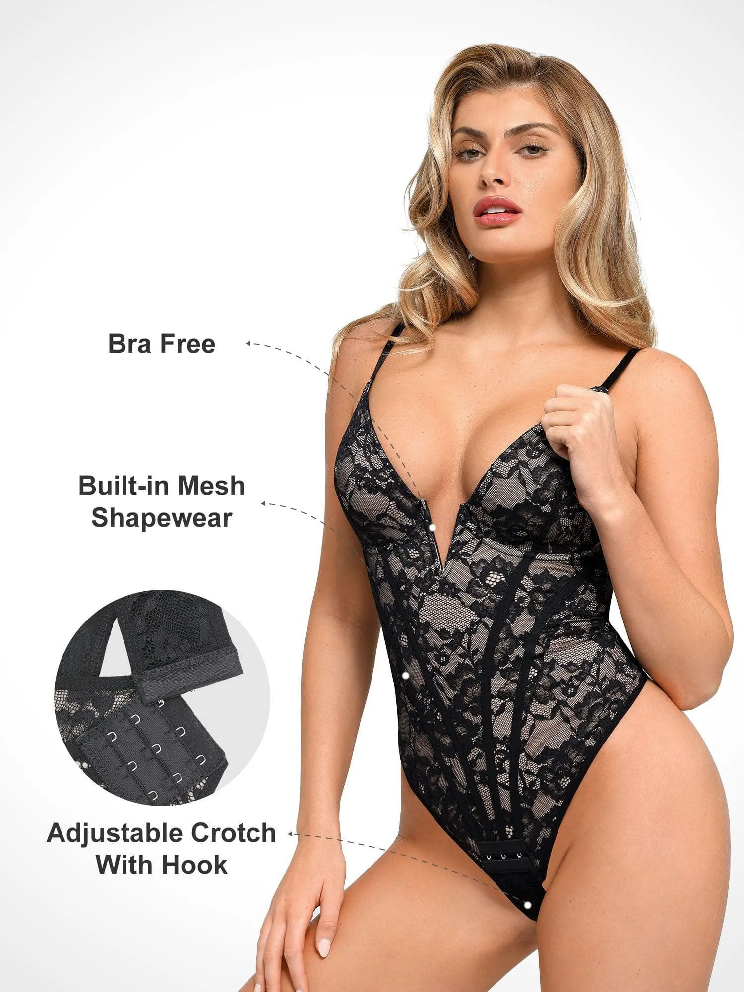 Built-In Shapewear Thong Bodysuits Or Split Midi Skirt