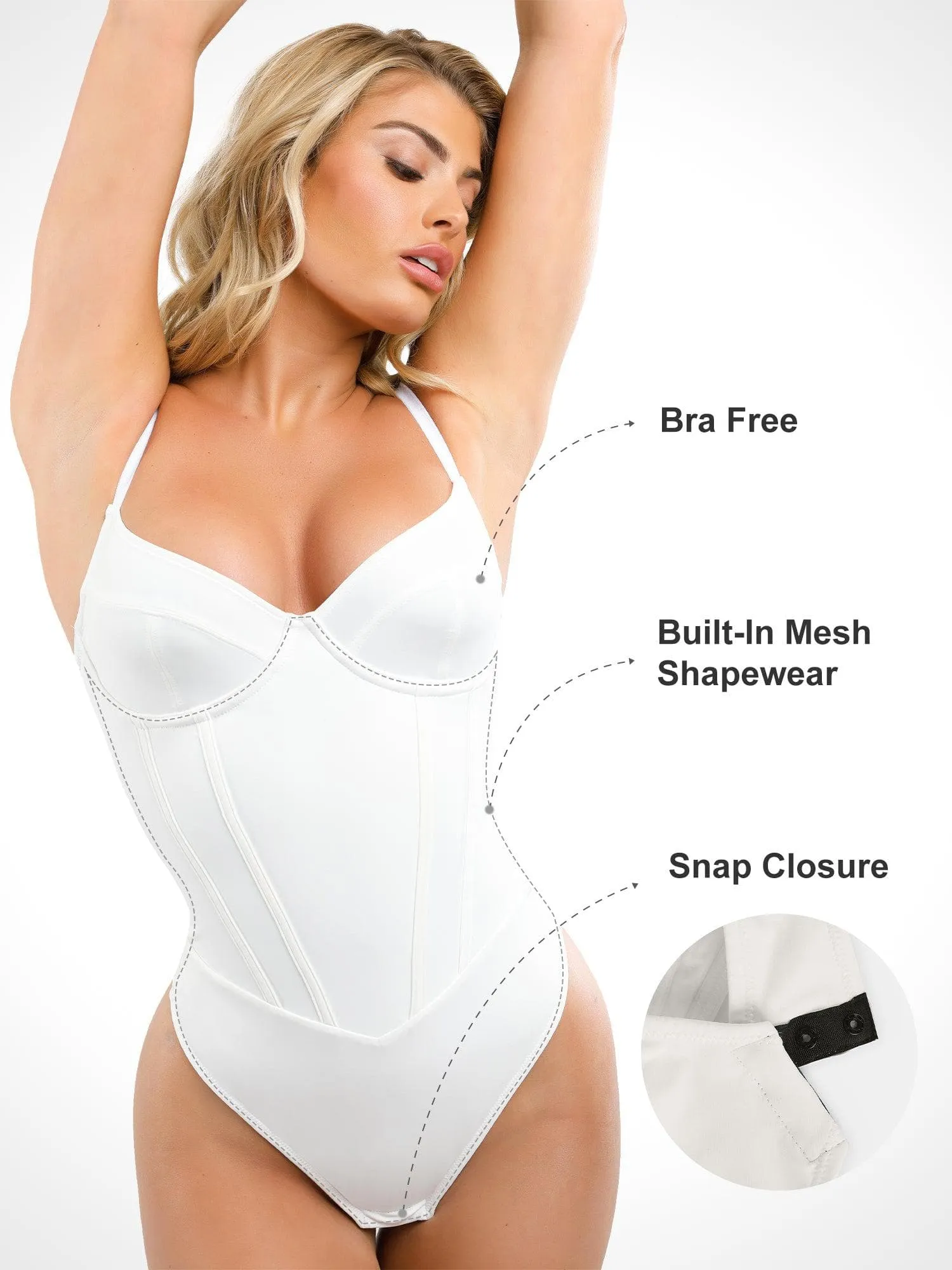 Built-In Shapewear Thong Bodysuits Or Split Midi Skirt