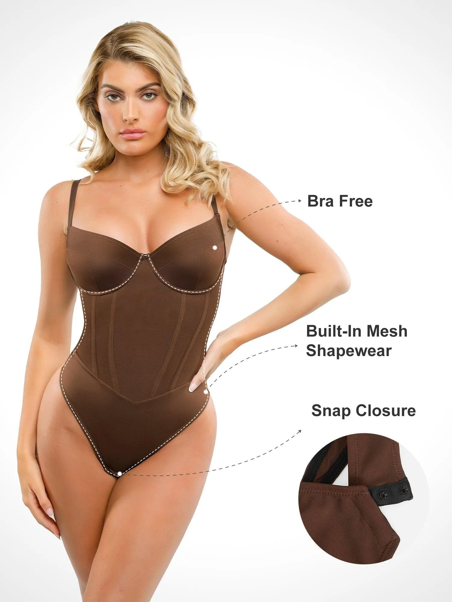 Built-In Shapewear Thong Bodysuits Or Split Midi Skirt