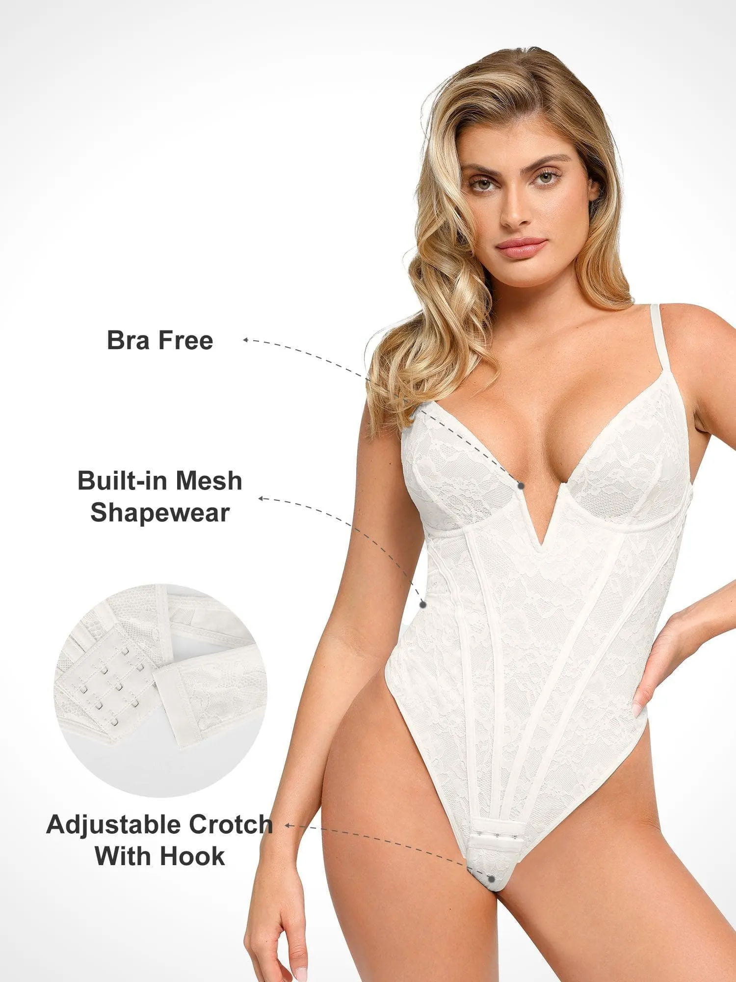Built-In Shapewear Thong Bodysuits Or Split Midi Skirt