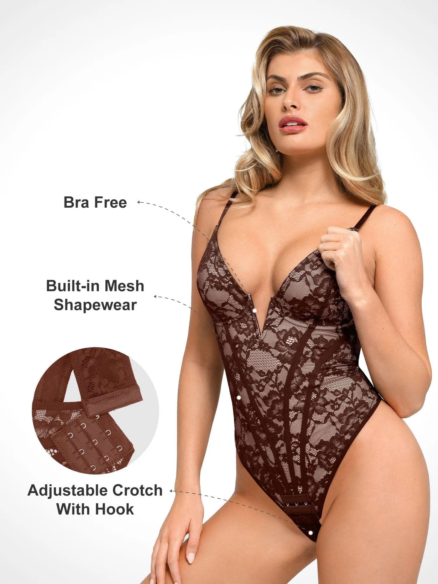 Built-In Shapewear Thong Bodysuits Or Split Midi Skirt