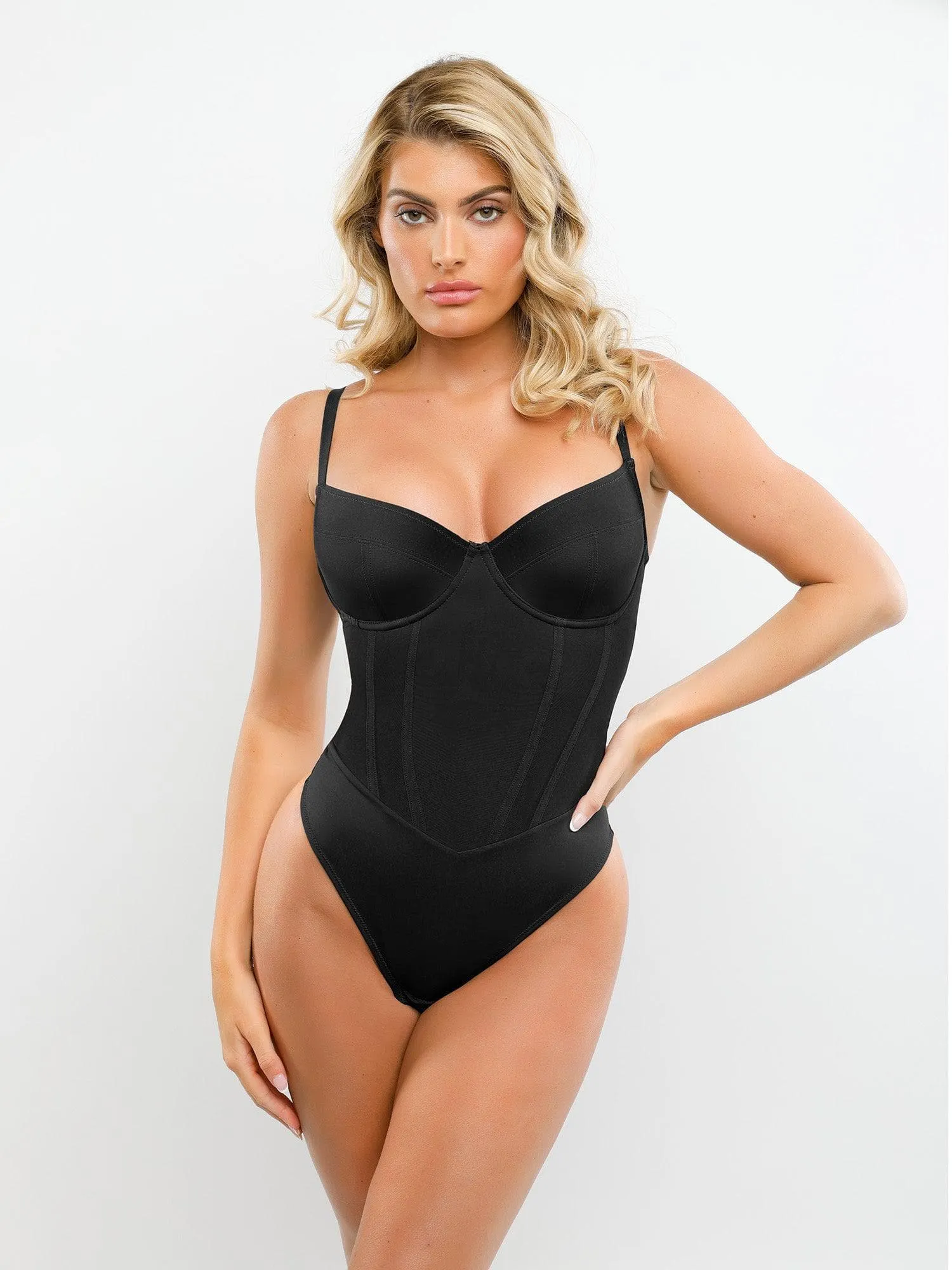 Built-In Shapewear Thong Bodysuits Or Split Midi Skirt