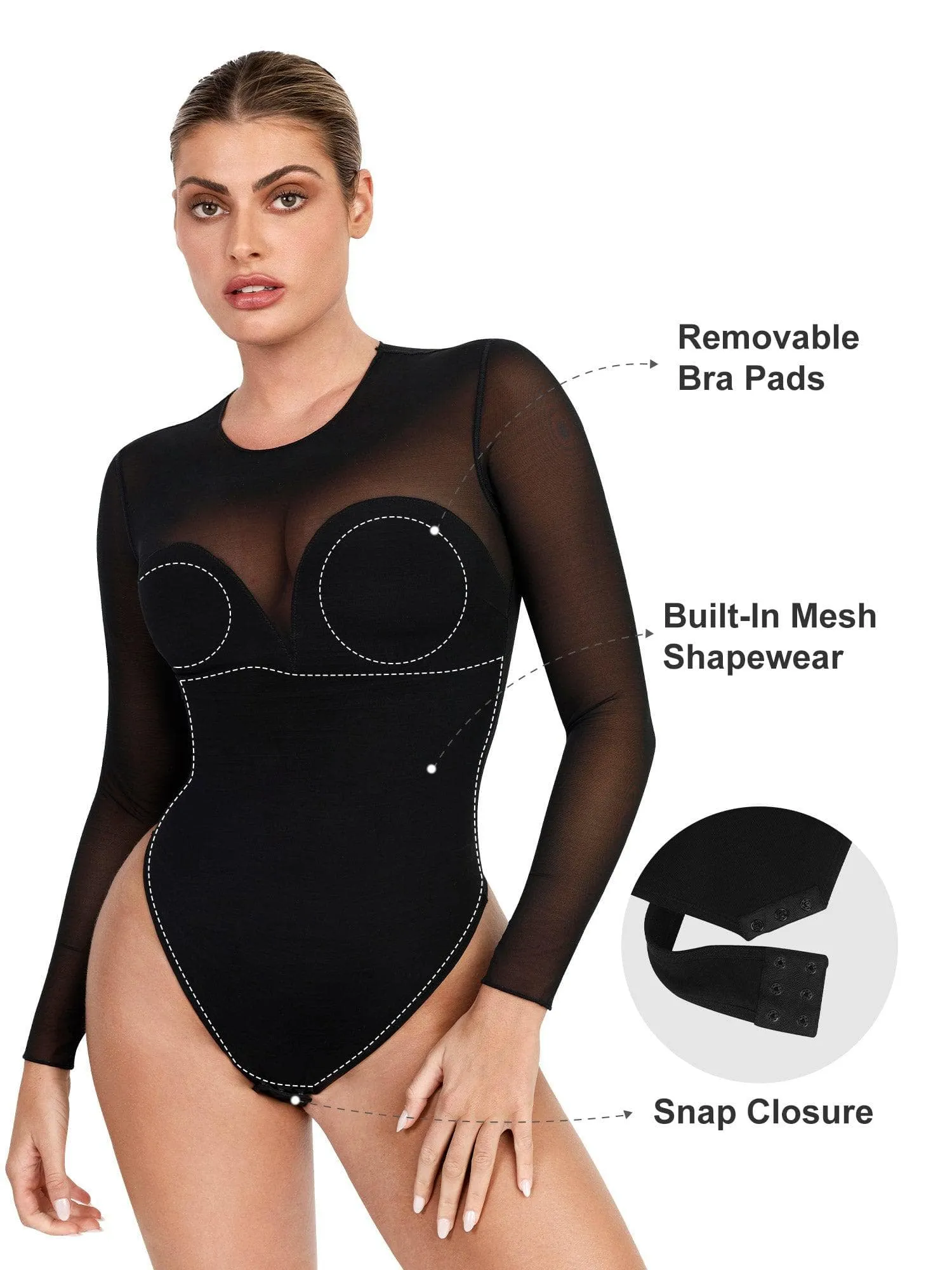 Built-In Shapewear Thong Bodysuits Or Split Midi Skirt