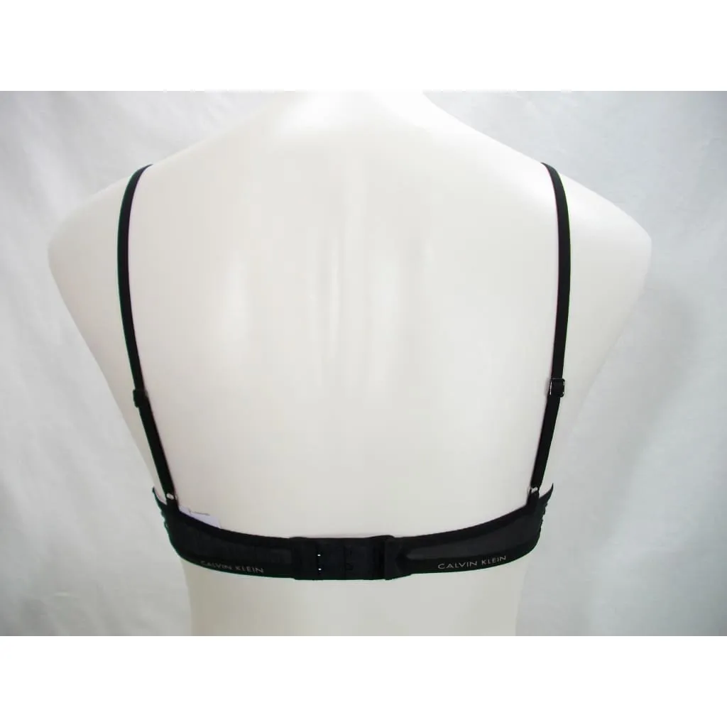 Calvin Klein QF1842 Sheer Marquisette with Lace Unlined Triangle Bra XS X-SMALL Black