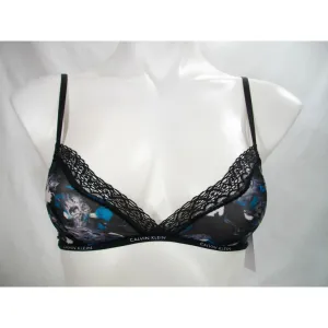 Calvin Klein QF1842 Sheer Marquisette with Lace Unlined Triangle Bra XS X-SMALL Multi