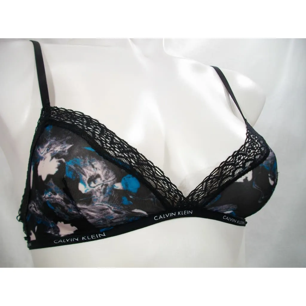 Calvin Klein QF1842 Sheer Marquisette with Lace Unlined Triangle Bra XS X-SMALL Multi