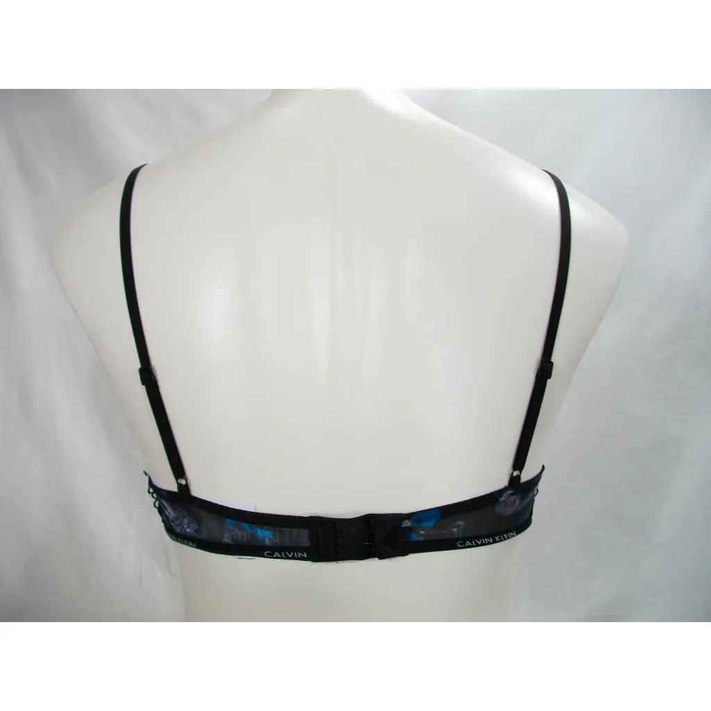 Calvin Klein QF1842 Sheer Marquisette with Lace Unlined Triangle Bra XS X-SMALL Multi