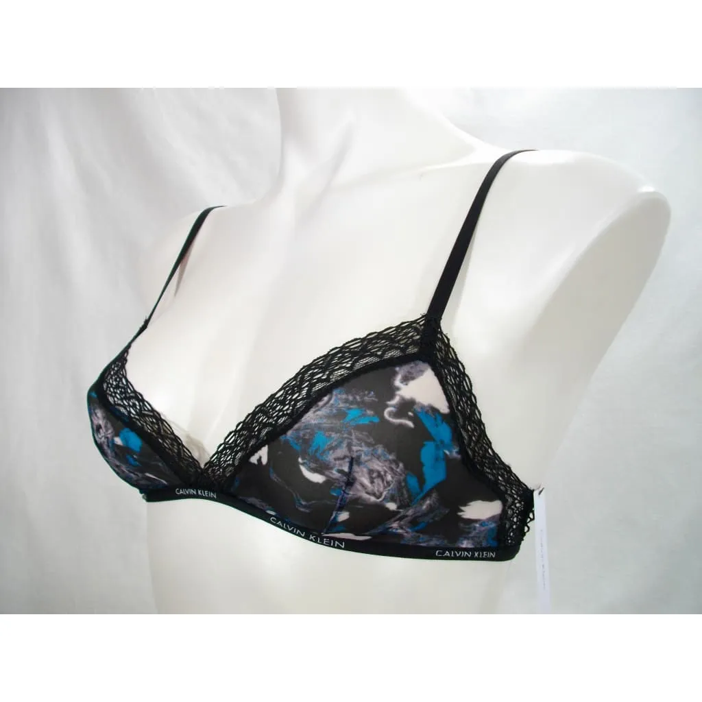 Calvin Klein QF1842 Sheer Marquisette with Lace Unlined Triangle Bra XS X-SMALL Multi