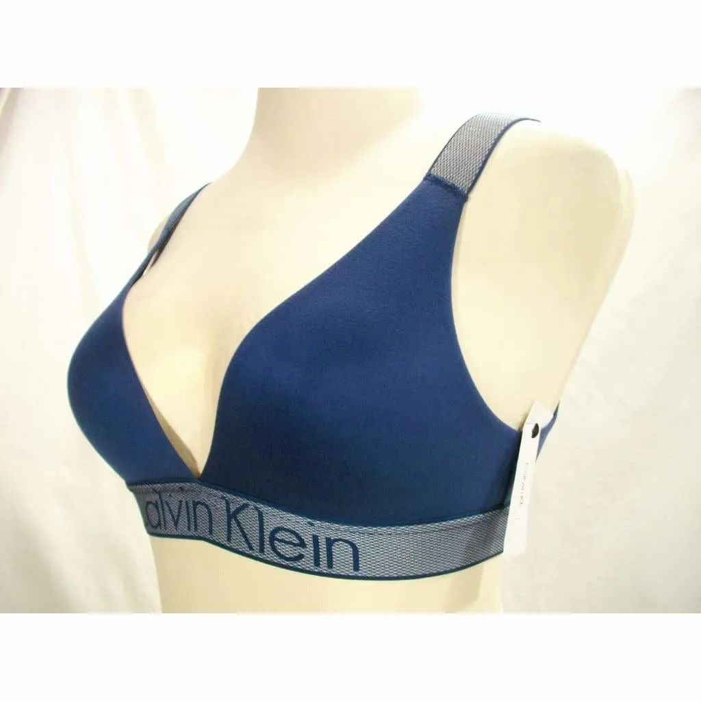 Calvin Klein QF1998 Mesh Strap Logo Stretch Wire Free Bralette Size SMALL Blue NWT