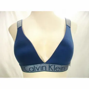 Calvin Klein QF1998 Mesh Strap Logo Stretch Wire Free Bralette Size SMALL Blue NWT