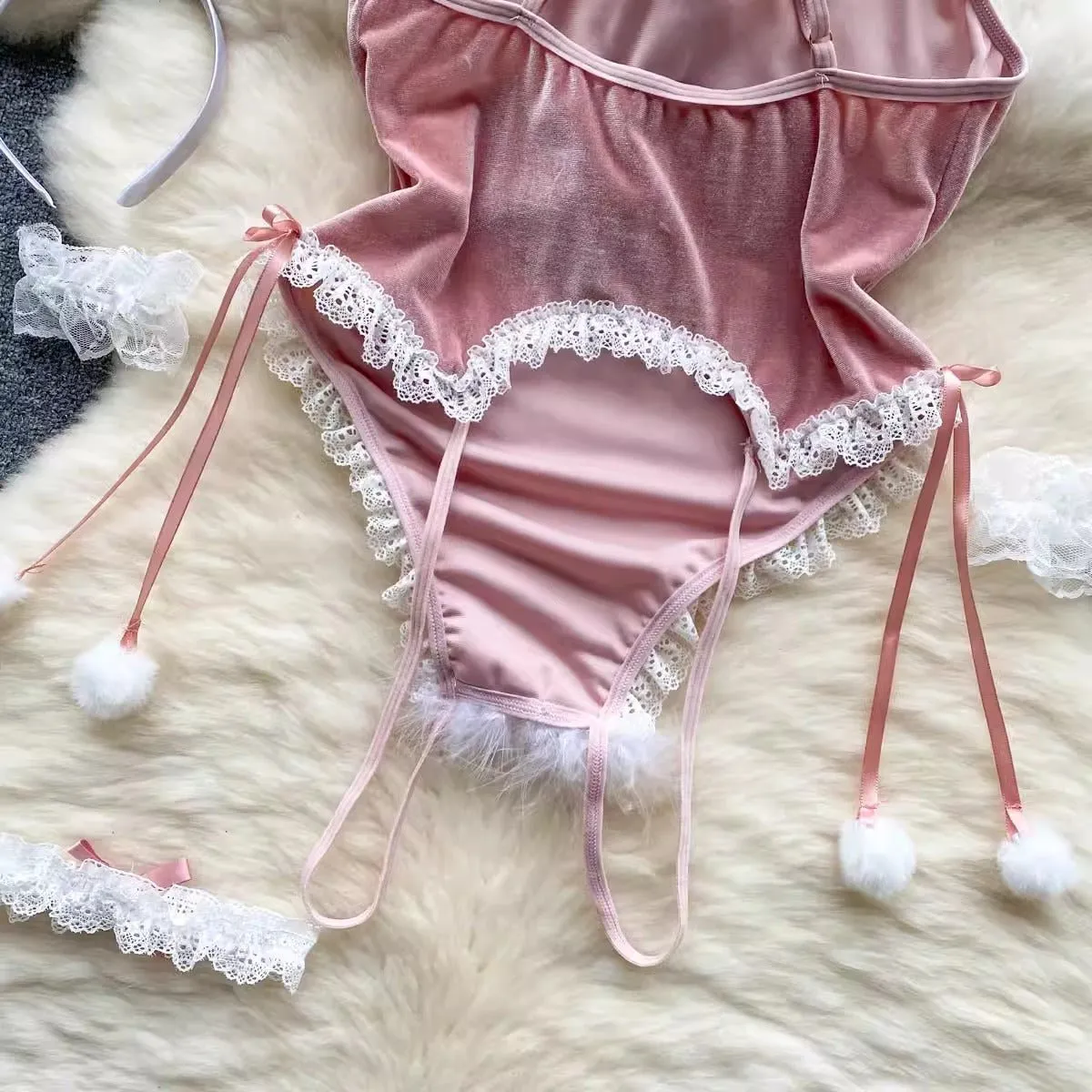 Cheery Velvet Lingerie Set