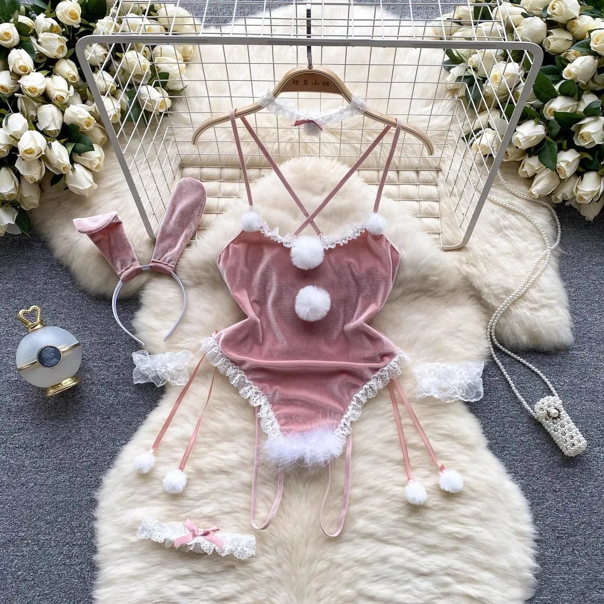 Cheery Velvet Lingerie Set