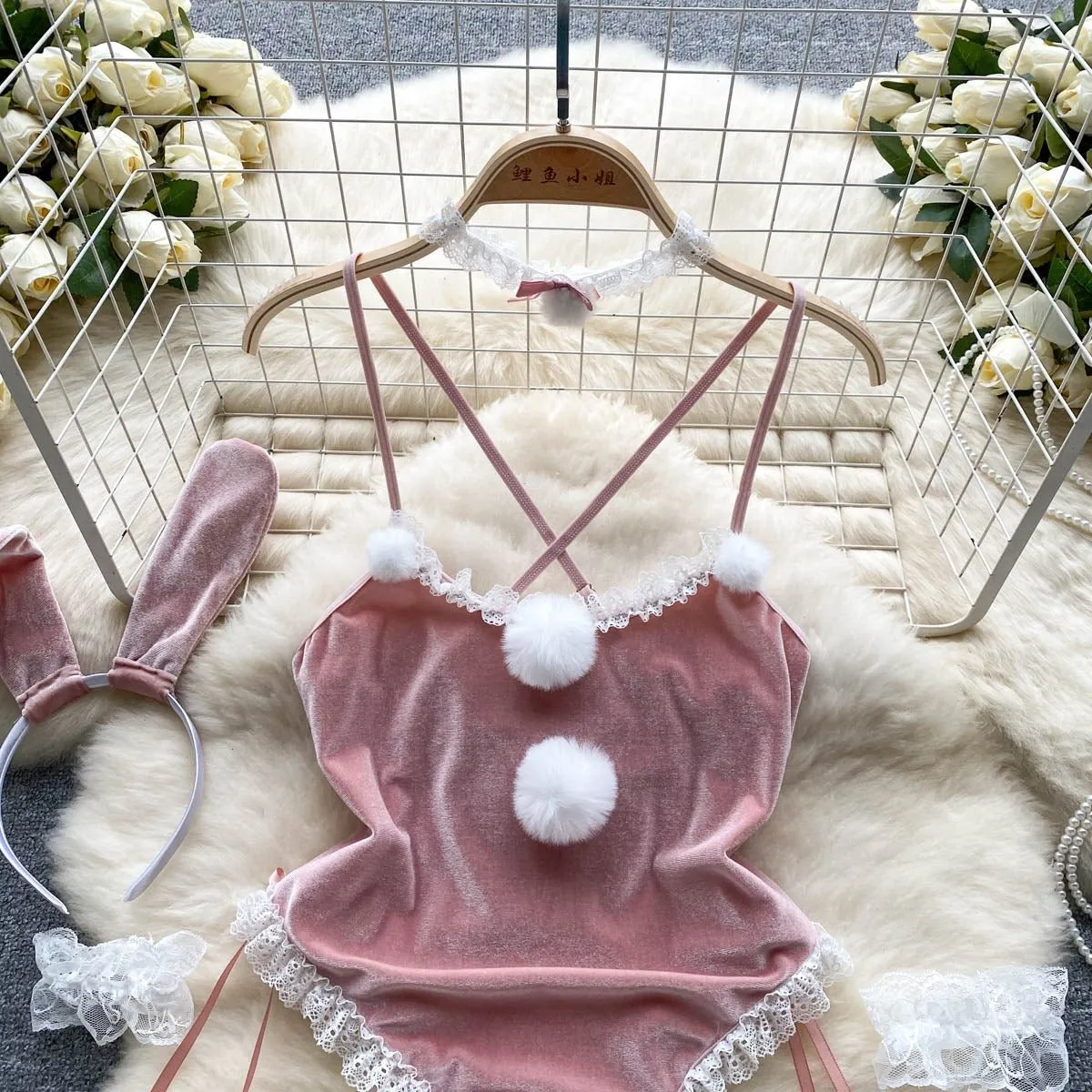 Cheery Velvet Lingerie Set