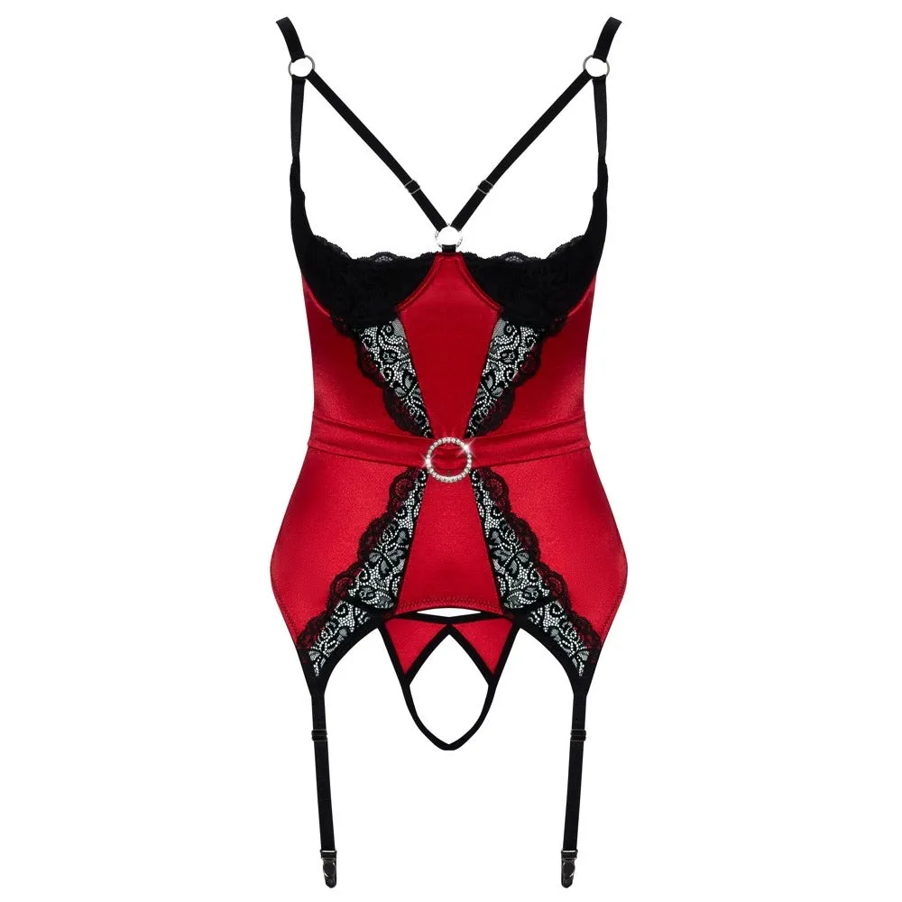 Cottelli Cupless And Crotchless Basque Red