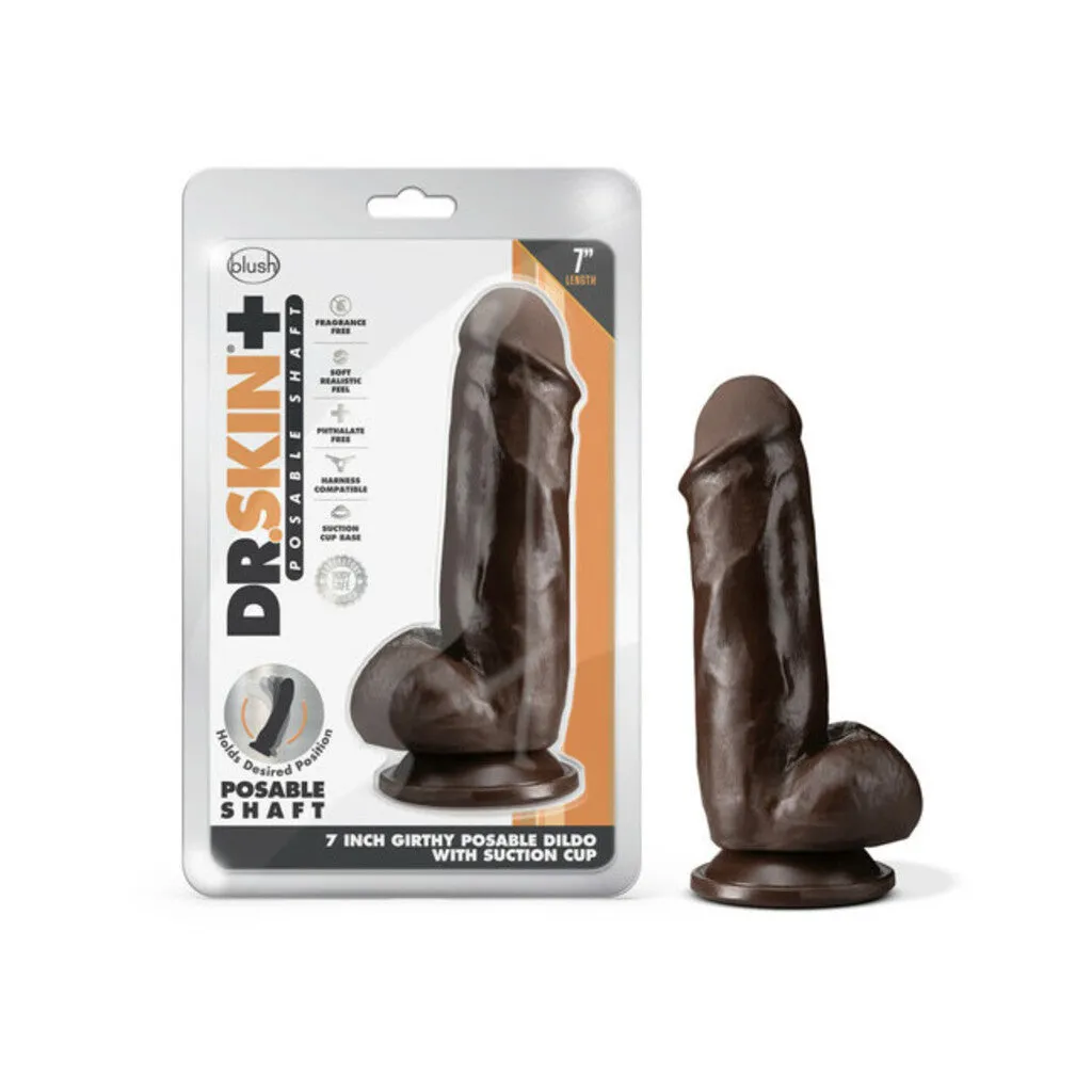 Dr. Skin Plus - 7 in Girthy Posable Dildo with Balls