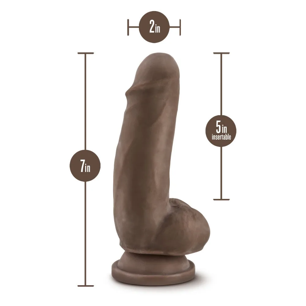 Dr. Skin Plus By Blush® | Realistic Chocolate 7-Inch Long Soft Yet Erect & Posable Dildo With Balls & Suction Cup Base