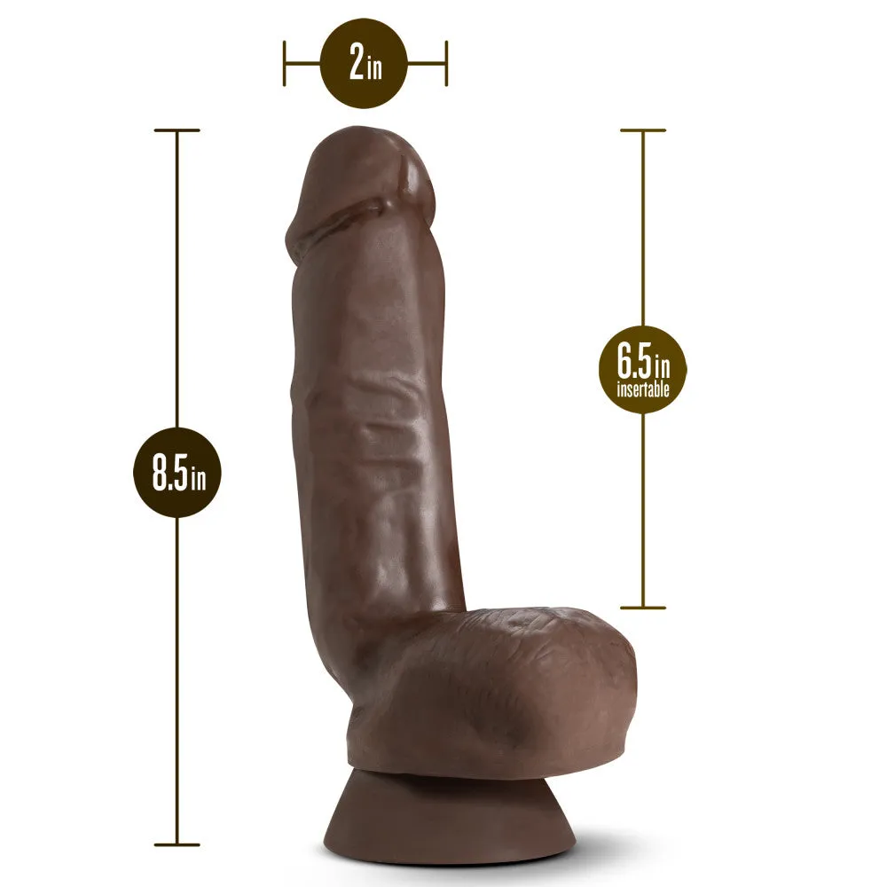 Dr. Skin Plus By Blush® | Realistic Chocolate 8.5-Inch Long Soft Yet Erect & Posable Dildo With Balls & Suction Cup Base
