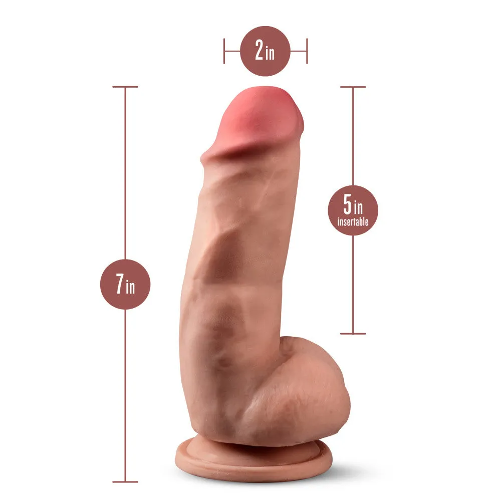 Dr. Skin Plus By Blush® | Realistic Mocha 7-Inch Long Soft Yet Erect & Posable Dildo With Balls & Suction Cup Base