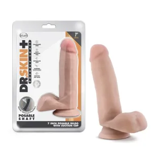 Dr. Skin Plus By Blush® | Realistic Vanilla 7-Inch Long Soft Yet Erect & Posable Dildo With Balls & Suction Cup Base