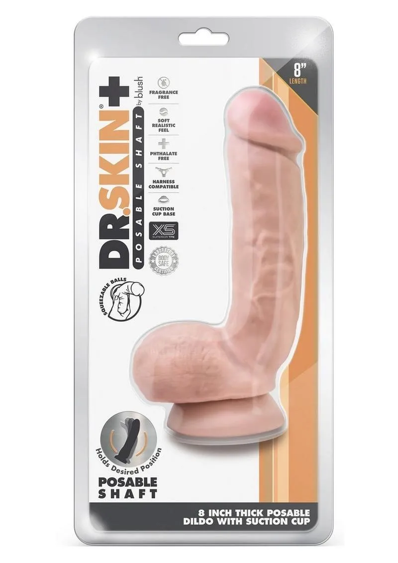 Dr. Skin Plus Thick Posable Dildo with Squeezable Balls