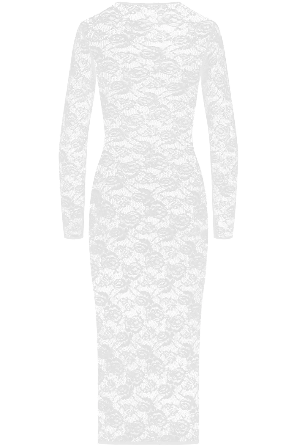 Flashback Lace Long Sleeve Midi Dress White