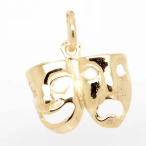 Gold Comedy and tragedy masks Charm