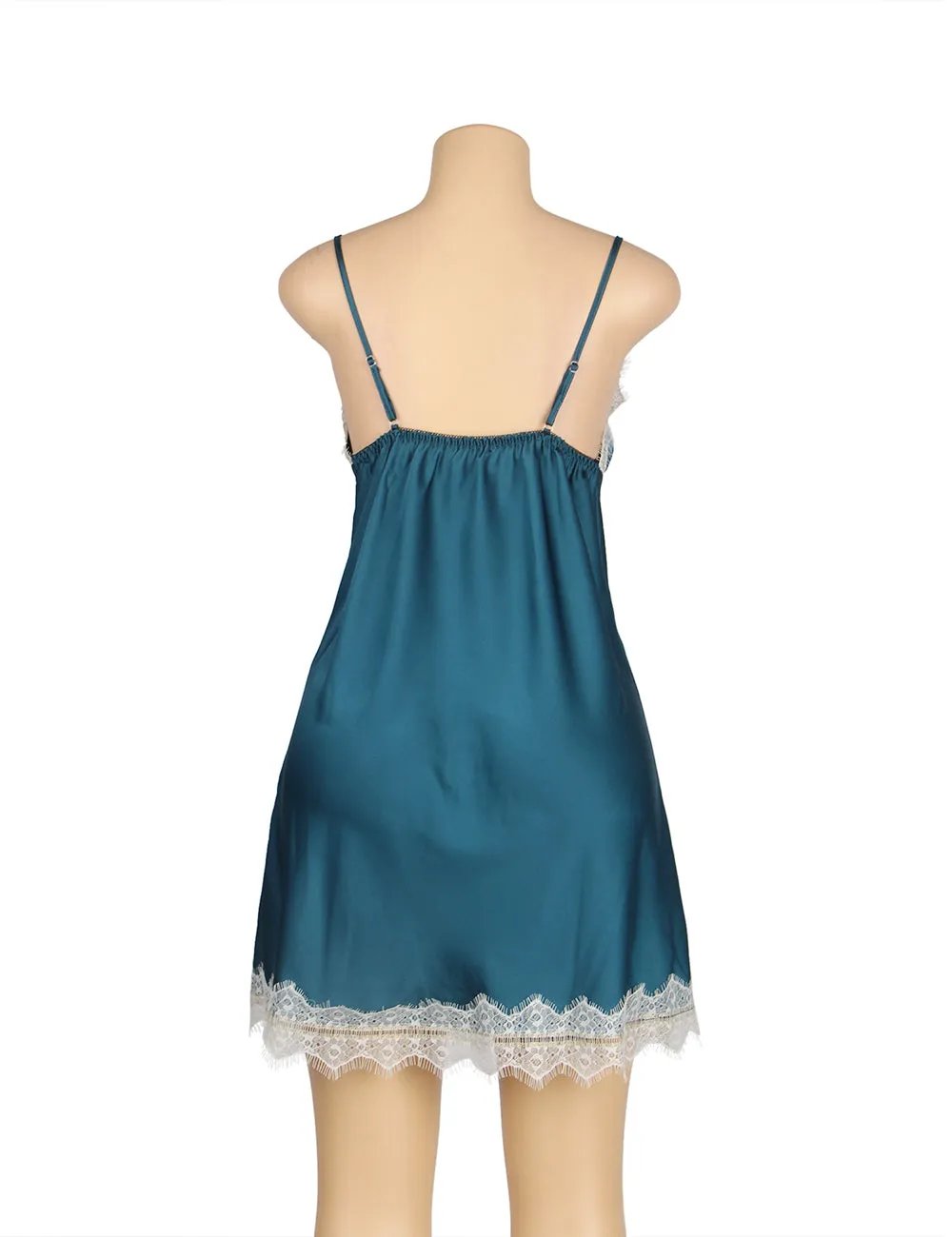 Green Silk Satin Lace Splice Sexy Women Two-piece Home Pajamas Egypt