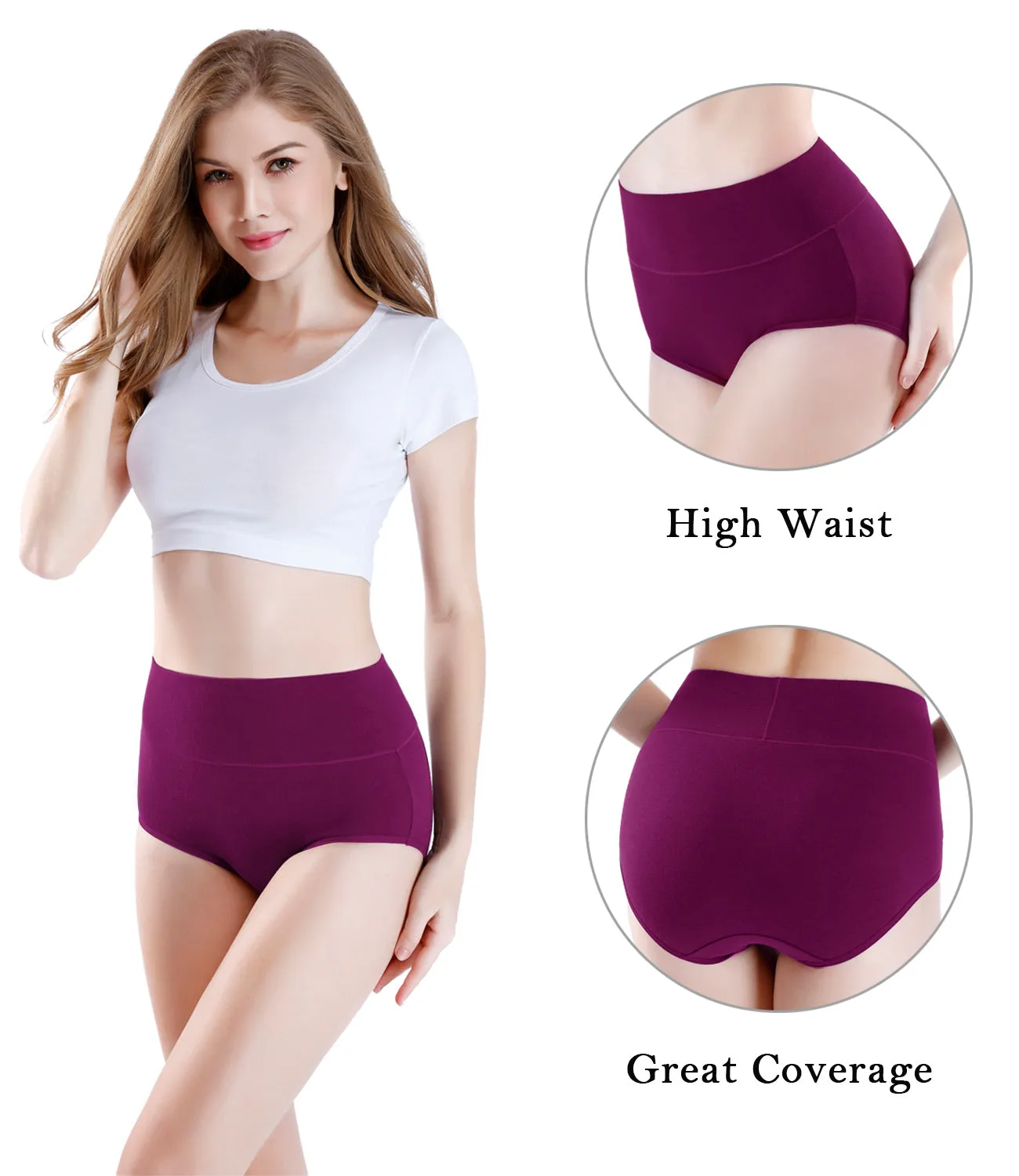 High Waist Cotton Panties and Full Brief Panties for Women (Pack of 10)