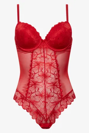 Lace Bodysuit Red