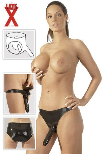 Latex Panties with 2 Dildos