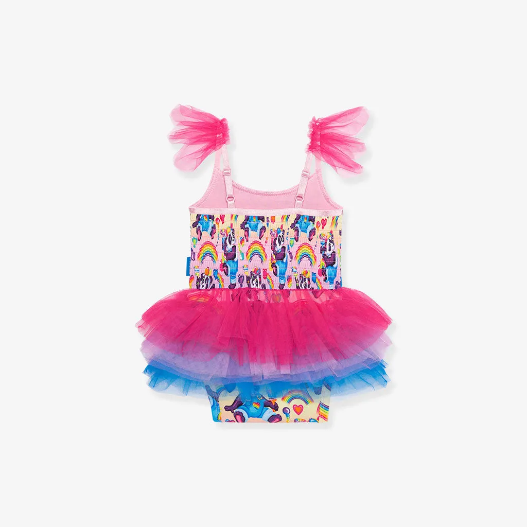 Lisa Frank® Panda Painter Tulle Smocked Bodysuit Dress
