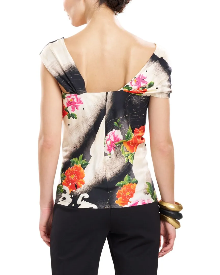 Natori Mayumi Asymmetrical Silk-Blend Halter Top