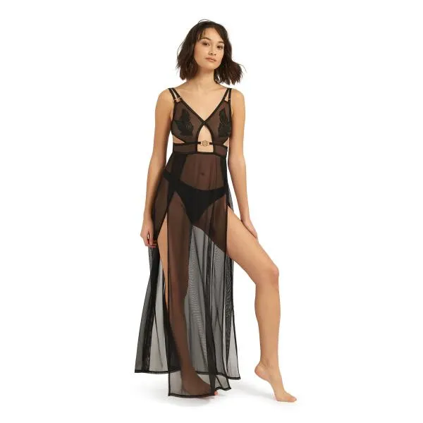 Ophelia Long Chemise - Black -