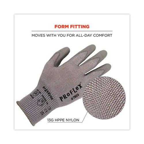 Proflex 7024 Ansi A2 Pu Coated Cr Gloves, Gray, Small, Pair, Ships In 1-3 Business Days