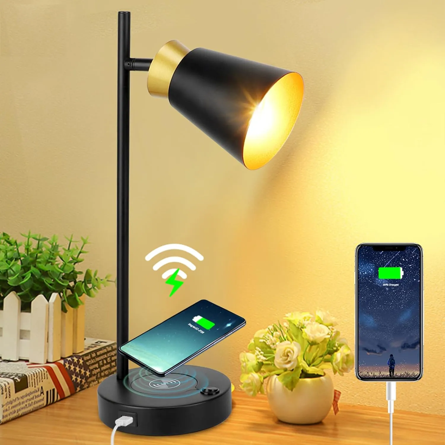 Realspace™ Vilara LED Desk Lamp with Wireless Charging Pad & USB Port