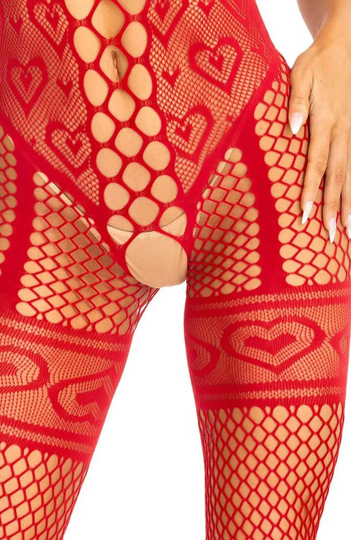 Red bodystocking lingerie with hearts - From Me To You